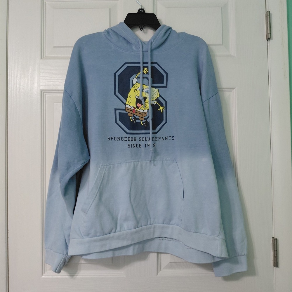 Spongebob Hoodie Mens Nickelodeon Blue Sweatshirt SquarePants Size 2XL